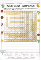 Vorschau - Arbeitsblätter - At the burger restaurant - word search - Seite 2
