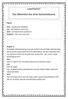 Vorschau - Arbeitsblätter - Lesetheater / Rollenspiel im Herbst: Leseförderung durch betontes Vorlesen (Geheimnis des Kastanienbaums, 3.-5. Klasse, DaZ-geeignet) - Deckblatt