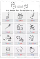 Vorschau - Arbeitsblätter - Buchstabe G g / Buchstabeneinführung - Seite 1