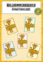 Vorschau - Bildkarten - Willkommensschild Giraffenklasse - Deckblatt