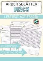 Vorschau - Arbeitsblätter - Disco Arbeitsblätter mit Fragen + Lösungen Musik Lesetext - Deckblatt