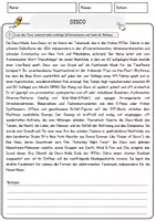 Vorschau - Arbeitsblätter - Disco Arbeitsblätter mit Fragen + Lösungen Musik Lesetext - Seite 1