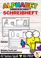 Aperçu - Feuilles d'exercices - Alphabet Schreibheft Buchstabeneinführung Schreiblehrgang (Druckschrift) | Allemand - Page de couverture