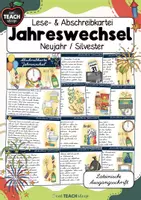 Vorschau - Stationenlernen - Neujahr / Silvester - Lese- & Abschreibkartei Lat. Ausgangsschrift - Deckblatt