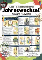Vorschau - Stationenlernen - Neujahr / Silvester - Lese- & Abschreibkartei Ver. Ausgangsschrift - Deckblatt