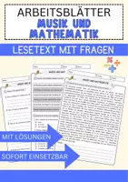 Vorschau - Arbeitsblätter - Musik und Mathematik Arbeitsblätter mit Fragen + Lösungen Musik Leseverstehen und Wortschatz - Deckblatt