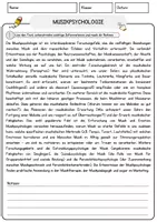 Vorschau - Arbeitsblätter - Musikpsychologie Arbeitsblätter mit Fragen + Lösungen Musik Leseverstehen und Wortschatz - Seite 1