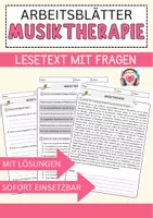 Vorschau - Arbeitsblätter - Musiktherapie Arbeitsblätter mit Fragen + Lösungen Musik Leseverstehen und Wortschatz - Deckblatt