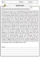 Vorschau - Arbeitsblätter - Musikvideo Arbeitsblätter mit Fragen + Lösungen Musik Leseverstehen und Wortschatz - Seite 1