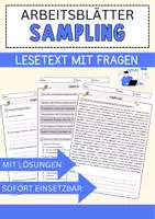 Vorschau - Arbeitsblätter - Sampling Arbeitsblätter mit Fragen + Lösungen Musik Lesetext - Deckblatt