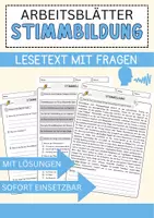 Vorschau - Arbeitsblätter - Stimmbildung Arbeitsblätter mit Fragen + Lösungen Musik Lesetext - Deckblatt