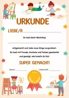Vorschau - Anderer Materialtyp - Urkunde für Kinder. Urkunde für kreative Leistungen – flexibel einsetzbar im Kunstunterricht und bei Workshops. Motivation in Projektwochen, Teilnahmeurkunde für kreative Angebote wie Kunst-AG oder Kinderclub. - Seite 1