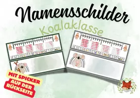 Vorschau - Bildkarten - Namensschilder Koalaklasse mit Spicker - Deckblatt