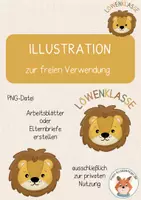 Vorschau - Mal- und Bastelvorlagen - Wachsendes Komplettpaket Löwenklasse - Seite 1