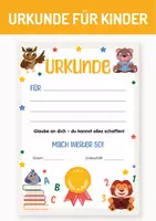 Vorschau - Poster - Auszeichnung für Kinder. Urkunde für Kinder. Zertifikat für Kinder. Zeugnis Klasse 1 Halbjahr & Schuljahresende.Teilnehmer Urkunde. Urkunde für die Grundschule. - Deckblatt