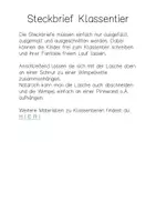 Vorschau - Arbeitsblätter - Klassentiere Steckbrief : Freies Schreiben zum Klassentier - Seite 1