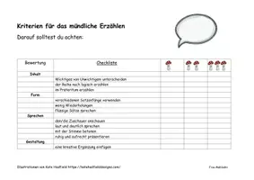 Vorschau - Merkblätter - Kriterien für das mündliche Erzählen Checkliste - Seite 1
