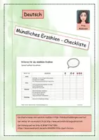 Vorschau - Merkblätter - Kriterien für das mündliche Erzählen Checkliste - Deckblatt
