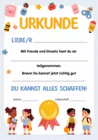 Vorschau - Poster - Teilnehmerurkunde. Auszeichnung für Kinder. Urkunde für Kinder. Urkunde Teilnehmer. Zeugnis Zertifikat für alle Gelegenheiten. Kinderurkunde. Urkunde zum Zeugnis. - Seite 1