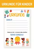 Vorschau - Poster - Auszeichnung für Kinder. Urkunde für Kinder. Zeugnis für Kinder. Teilnehmerurkunde. Zeugnis Halbjahr & Schuljahresende. Belohnung Schulkinder. - Deckblatt