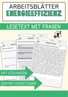 Vorschau - Arbeitsblätter - Energieeffizienz Arbeitsblätter mit Fragen + Lösungen Informatik Lesetext - Deckblatt