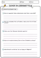 Vorschau - Arbeitsblätter - Zucker in Lebensmitteln Arbeitsblätter mit Fragen + Lösungen Lesetext - Seite 3