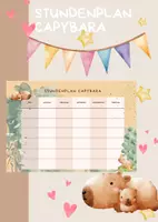 Vorschau - Arbeitsblätter - Süßer Stundenplan Capybara - Deckblatt