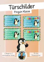 Vorschau - Mal- und Bastelvorlagen - Willkommen in der Pinguin Klasse – Türschilder zum Verlieben - Deckblatt