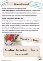 Vorschau - Stundenentwürfe - Lehrprobe / Unterrichtsbesuch - Kreatives Schreiben, Autorenrunde, Tomte Tummetott - Deckblatt