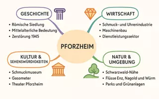 Vorschau - Arbeitsblätter - AB mit Fragen zum Thema "Pforzheim" + Lösungsblatt + Mindmap + Infografik - Seite 2