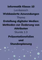 Vorschau - Arbeitsblätter - Informatik 10 - Methoden zur Änderung von Attributen - Deckblatt