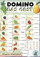 Vorschau - Spiele - Domino "Das Obst" mit Arbeitsblatt - DaZ / DaF / Deutsch - Deckblatt