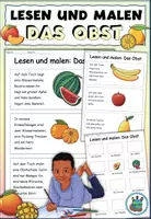 Vorschau - Arbeitsblätter - Lesen und malen "Das Obst" dreifach differenziert - DaZ / DaF / Deutsch - Deckblatt