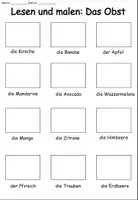 Vorschau - Arbeitsblätter - Lesen und malen "Das Obst" dreifach differenziert - DaZ / DaF / Deutsch - Seite 1