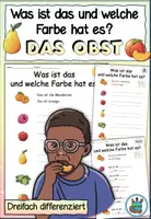 Vorschau - Arbeitsblätter - Was ist das und welche Farbe hat es? "Das Obst" Dreifach differenziert - DaZ / DaF / Deutsch - Deckblatt