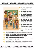Voorbeeld - Wer ist wer? Kleur- en kledingkoppelspel - Duits Deutsch - Pagina 1