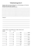 Vorschau - Arbeitsblätter - Arbeitsblatt Teilbarkeitsregel der 3 - Deckblatt