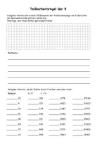 Vorschau - Arbeitsblätter - Arbeitsblatt Teilbarkeitsregel der 9 - Seite 1
