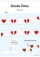 Vorschau - Spiele - Verliebte Zahlen Domino-Spiel (Mathe Klasse 1) - Deckblatt