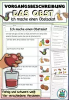 Vorschau - Arbeitsblätter - Vorgangsbeschreibung "Ich mache einen Obstsalat" DaZ / Deutsch 4-fach Differenzierung - Deckblatt