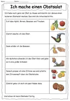 Vorschau - Arbeitsblätter - Vorgangsbeschreibung "Ich mache einen Obstsalat" DaZ / Deutsch 4-fach Differenzierung - Seite 1