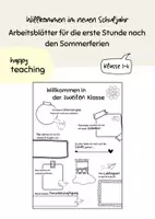 Vorschau - Arbeitsblätter - Willkommen im neuen Schuljahr - nach den Sommerferien - Deckblatt