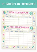 Vorschau - Lehrpläne/Lehrermaterial - Stundenplan - Vorlage für Kinder. Erster Schultag. Geschenk zur Einschulung. - Deckblatt