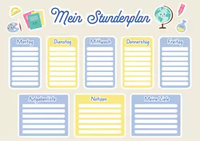 Vorschau - Lehrpläne/Lehrermaterial - Mein Stundenplan – Vorlage für den ersten Schultag. Für Grundschüler und Schulstarter. Perfekt zum Schulanfang. Geschenk zur Einschulung. - Seite 2