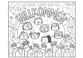 Vorschau - Poster - Klassenposter / Kooperatives Poster - In dieser Klasse sind alle willkommen - Seite 1