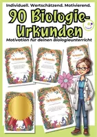 Vorschau - Mal- und Bastelvorlagen - Individuelle Auszeichnungen für den Biologieunterricht – 90 Urkunden plus Blanko-Vorlage - Deckblatt