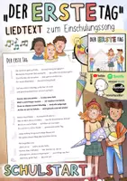Vorschau - Arbeitsblätter - Der erste Tag – Liedtext / Lyrics | Einschulungssong Klasse 1 - Deckblatt