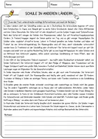 Vorschau - Arbeitsblätter - Schule in anderen Ländern Arbeitsblätter mit Fragen + Lösungen Lesetraining Lesen - Seite 1