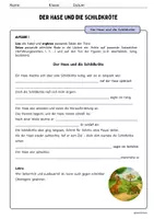 Vorschau - Arbeitsblätter - Wörtliche Rede ergänzen Fabel-Der Hase und die Schildkröte (inkl. Musterlösung) - Seite 1