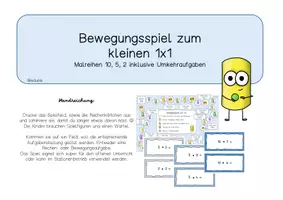 Vorschau - Unterrichtsreihen - Bewegungsspiel 1x1 (10,5,2) - Rechenspiel zum kleinen 1x1 - Deckblatt